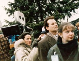 On the set of Ground Hog Day with Andie MacDowell and Bill Murray
