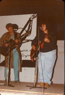 Arlene Mantle (my mom) performing with Bruce Cockburn in Chile
