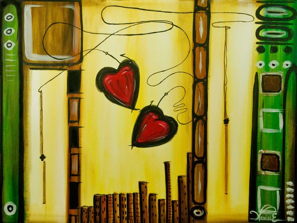  "Two Hearts over the City" - 16"X20" CANVAS PRINT - .75 EDGE