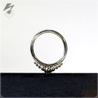 16g. 1/2" 9 Bead 14k White Gold Ring