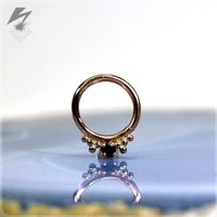 16g. 3/8" Judgement Ring 14k Rose Gold  w/ a Black Diamond & White Gold accents