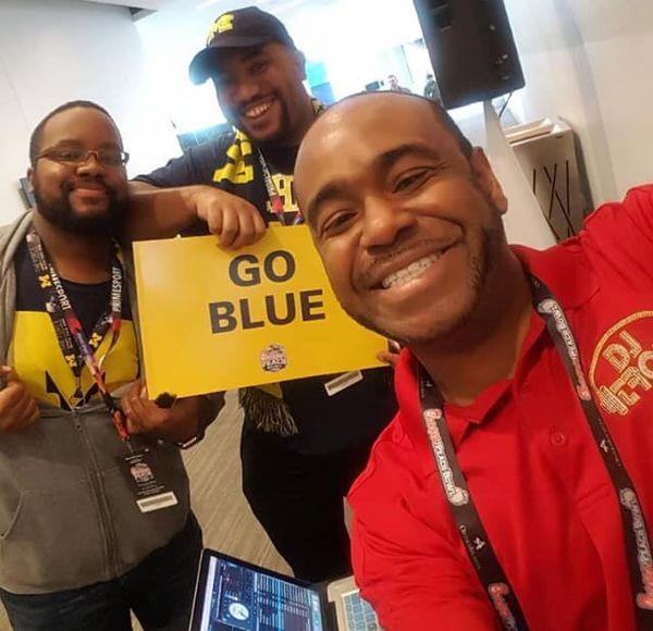 Dj Tron with University of Michigan Fans at the Chic Fil A Bowl