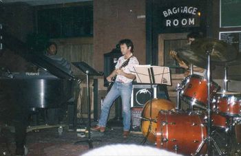 Union Station, year unknown. Frank Vanes on piano and my synth; Rich Olson, drums(not pictured); Jeff Davis, bass. Need some more boots like that. I miss being 5'6"
