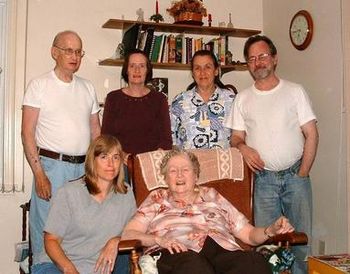 
Back row; Uncle John, cousins Joyce and Suzi, me. Front row: cousin Jan and Aunt Jane.


