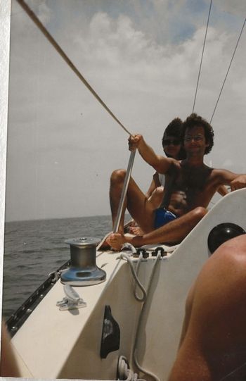 Sherron and me on a sailboat. Corpus Christi, 1985
