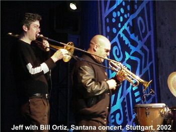 Jeff with Bill Ortiz, Santana Show, Stuttgart, 2002
