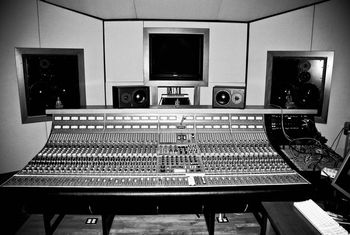 The Neve 8068 console at In The Pocket Studio in Forestville, California.
