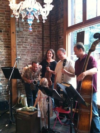 The Recession Quartet at Le Petite Paris in Sacramento. Ali Sakkal, Ingrid Peters, Gabe and Jon Anderson

