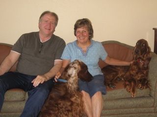 Blaise (right) and Katie (middle) with Jamie & Rachel (owners). What a great life these two girls lead!! July 2011
