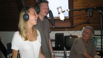 Torben in the studio in Denmark with his daughter Laerke and his son Kasper.
