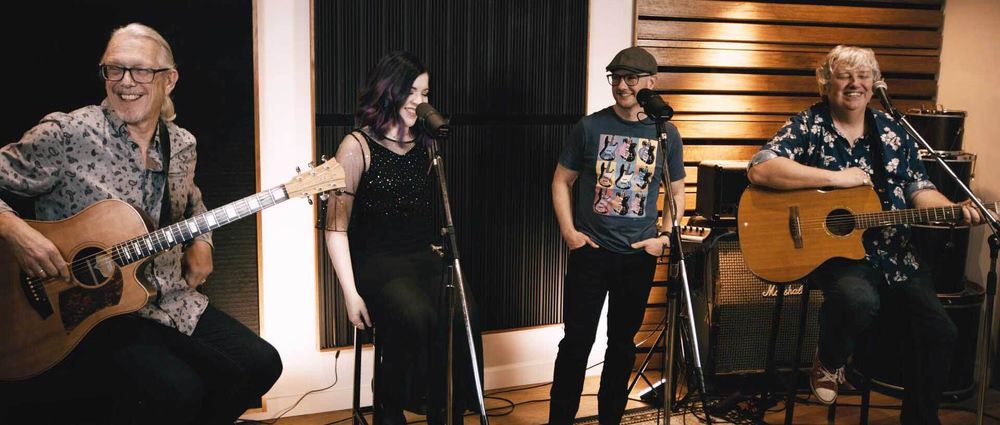 The band recording their acoustic sessions at Recordworks Studios in 2020