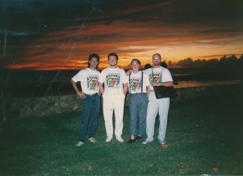 On tour in Hawaii with Henry Lowe, in 1988. Dane Deviller, Morry, Jonathan Penner, & Duncan Meiklejohn.
