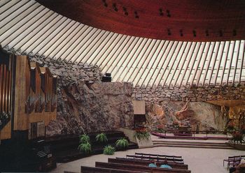 Church carved out of rock in Helsinki.

