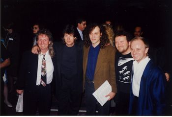 Members of Celine's band: Mégo & Yves, with David, Morry, and Brian Newcombe
