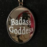 "BADASS GODDESS" HandCrafted Mirror Necklace with Velvet Pouch