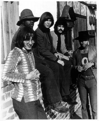 From left to right: Coffi Hall - drums, Ron Johnson - bass, me, Ed Roth - Hammond organ and flute, Rick Matthews on vocals and percussion. Chris Sarns was the first bass player (not in this photo) and he is on a great recording with us at Fillmore West. This was a super funky band in Rick's pre Super Freak years. We did Swahili chants and superlative arrangements on tunes like Blackbird. When Ron hit the bass, my playing would warp into funk. Rick was notorious for raising the roof and creating the unexpected just when everyone thought we could relax for a few minutes. This band scared me many times because of the unpredictable consequences of freedom on stage. Although I needed antacids on many occassions, Rick was a solid mentor to me in many ways. We shared a band house for a year in Encino and Rick would often bring out the conga and create magic with the African drum and the chant of the storytelling Griot. I have the archives -- It would be nice to share this with everyone someday.
