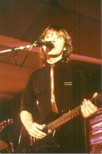 Jeff plays his Gibson RD guitar during a gig in 1979.
