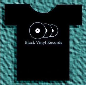 T-shirt of the Black Vinyl Records logo.
