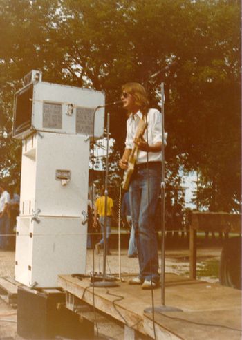 Jeff plays his first Fender Strat at an outside gig in 1977. This guitar was later stolen, along with 3 others, from BFD Studio.
