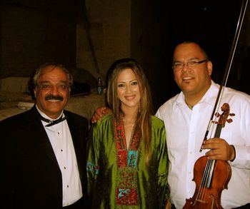 With Nabil Azzam and Dalal Abu Amneh after our concert at the Jerash Festival in Jordan, 2008
