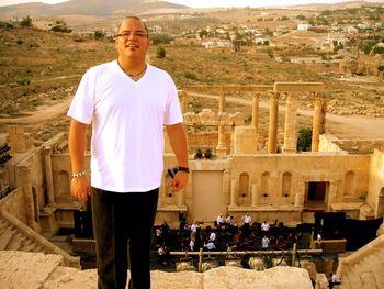 Before sound check at the Jerash Festival in Jordan, 2008
