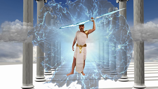 Richard Sidow-Sobrino dressed as Zeus for Halloween 2020