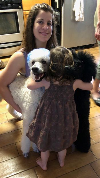 Clover and Violet getting Easter hugs 2019

