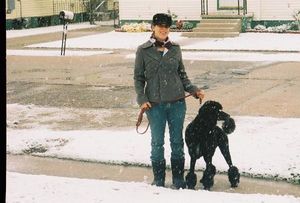 Comet, My 1st Standard Poodle and I on a rare snow day in New Orleans, LA (2008)