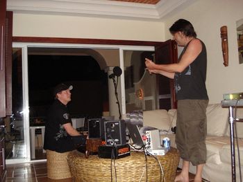 Dale and Dale Wallace (from Emerson Drive) recording in the Caribbean
