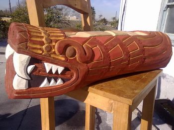 WOODEN TEPONAZTLI - this is what I call the real one! I tuned the keys and painted it for my friend, Martin Gallardo
