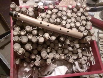 BAMBOO FLUTE WORKSHOP - for school visits which is two 45 min sessions in two days or one 2 hour session in one day or part of my 1-6 week residencies. This is about 120 Flutes the usual amount I get asked to do, to cover four 3rd grade classes!
