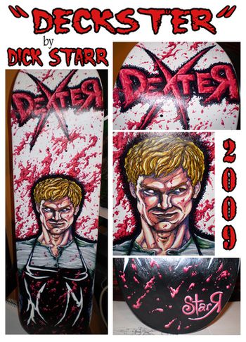 "Deckster" Original, hand painted skateboard deck. NFS
