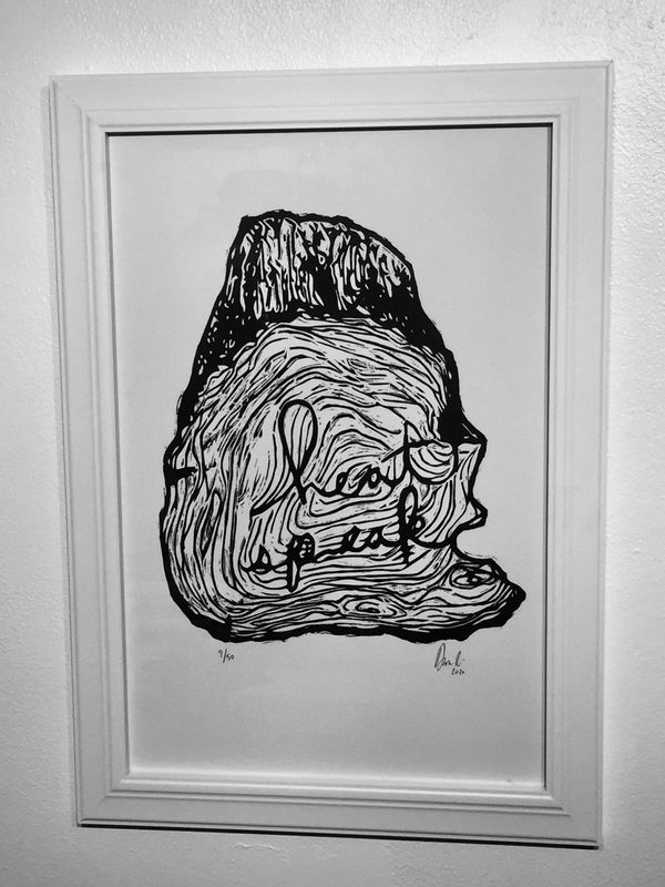 White Framed Woodcut Print 12"x18" (Signed and Numbered)