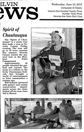 Front page of The Ocheyedan Press-Melvin News, located in Ocheyedan, Iowa. June 2016
