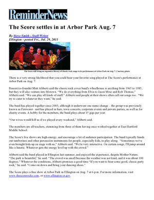 The Score has played many town greens over the years, here is a write-up for Ellington's Arbor Park.  