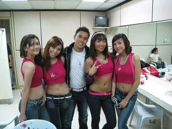 Zacariah backstage with The Playgirls
