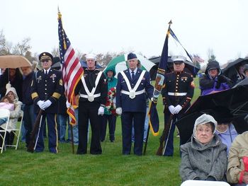 The posting and retiring of colors, as well as the Rifle Salute, was handled by the 555th Honors Detachment from Wooster, Ohio.
