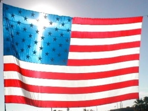 Cross in American flag
