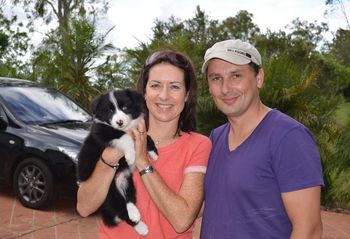 Buddy with his new family, Melita & Dean.

