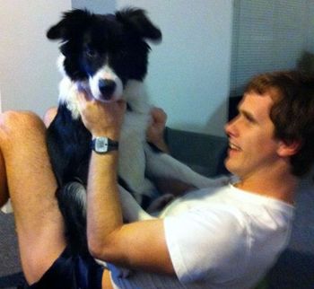 Toby @ 7mths with his human dad, Josh.
