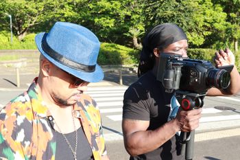Emperor performing while Dre captures the shot for Evermore Music Film, Japan
