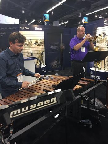 Sean and Bob Wagner performing at the Conn-Selmer booth, 1/19/17 Winter NAMM Show
