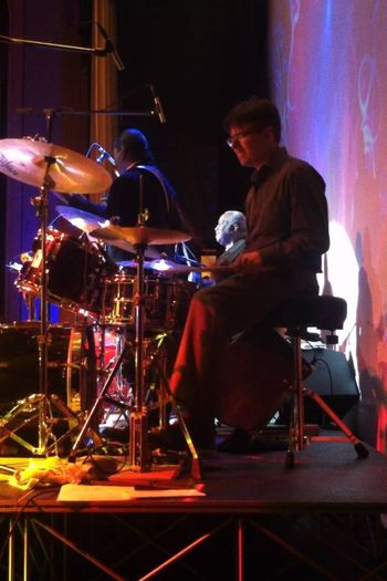 SJK and Bernard Purdie on drumset, Suffolk Theater Jazz Summit, June 2014
