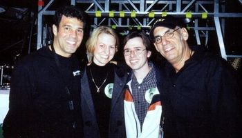 Hanging out pre concert Billy JoelElton John 2002 Tour under the stage at First Union Center. L-R Mark Rivera, Heather Ann High-Kennedy, Seán and Liberty DevItto
