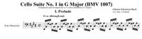 Cello Suite No. 1 in G Major (BMV 1007) transposed