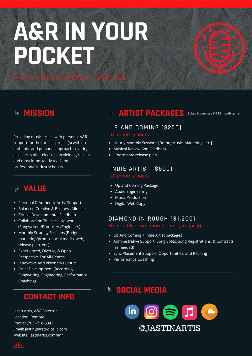 A&R IN YOUR POCKET ONE-SHEET