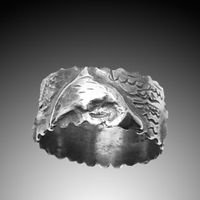 Handcrafted Wax Carved & Cast Sterling Silver Dolphin ring. Size 7 3/4. Handcrafted