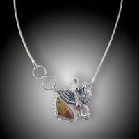 "Flavors of Springtime" Cherry Creek Jasper, Lab Rubies captured in handcrafted Antiqued Sterling Silver