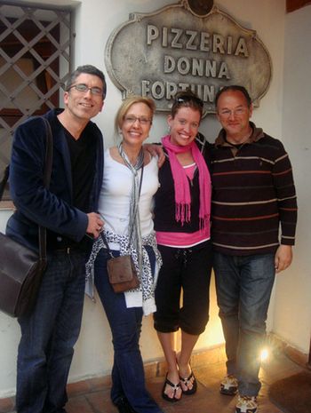 Kay, Jeff, me, and Pepo (the chef!) after our best meal in Italy yet!
