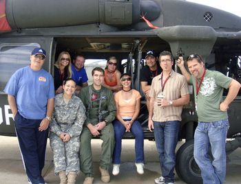 The gang with the pilot on the BlackHawk in Kosovo!
